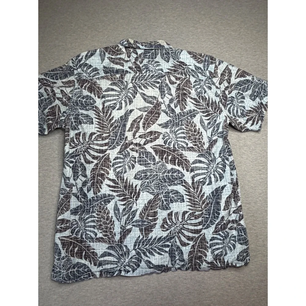 Columbia Mens XL‎ Tropical Monstera Palm Leaf Print Button Up Shirt Blue AM7230